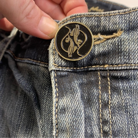 Baby Phat Vintage Y2K Retro Embroidered Pocket &Button Distressed Cotton Jean 13 - Picture 8 of 14